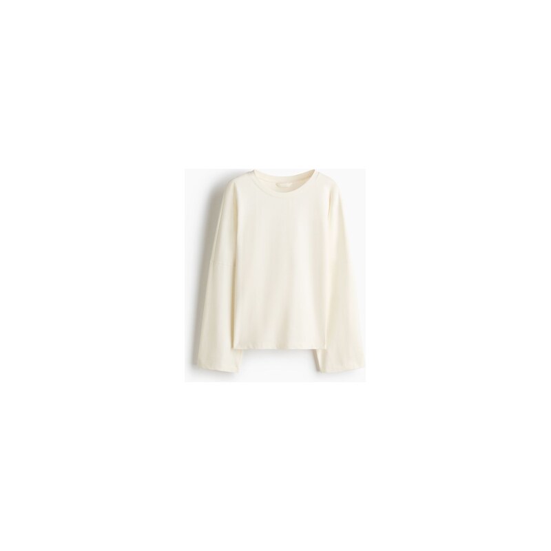 H&M - Bavlněný tops dlouhým rukávem - Krémová