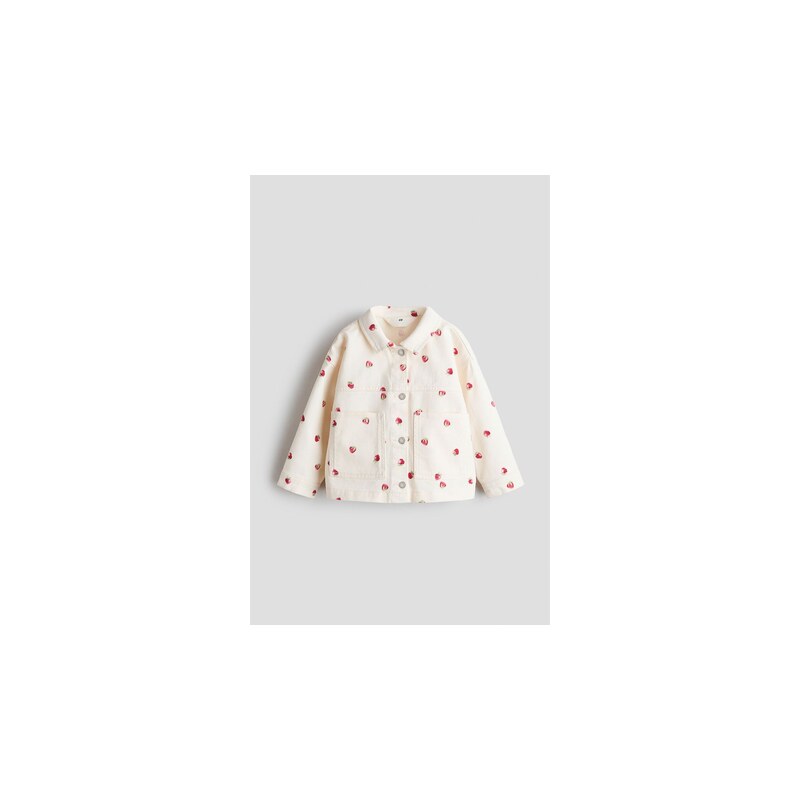 H&M - Vzorovaná keprová bunda - Krémová/Jahody
