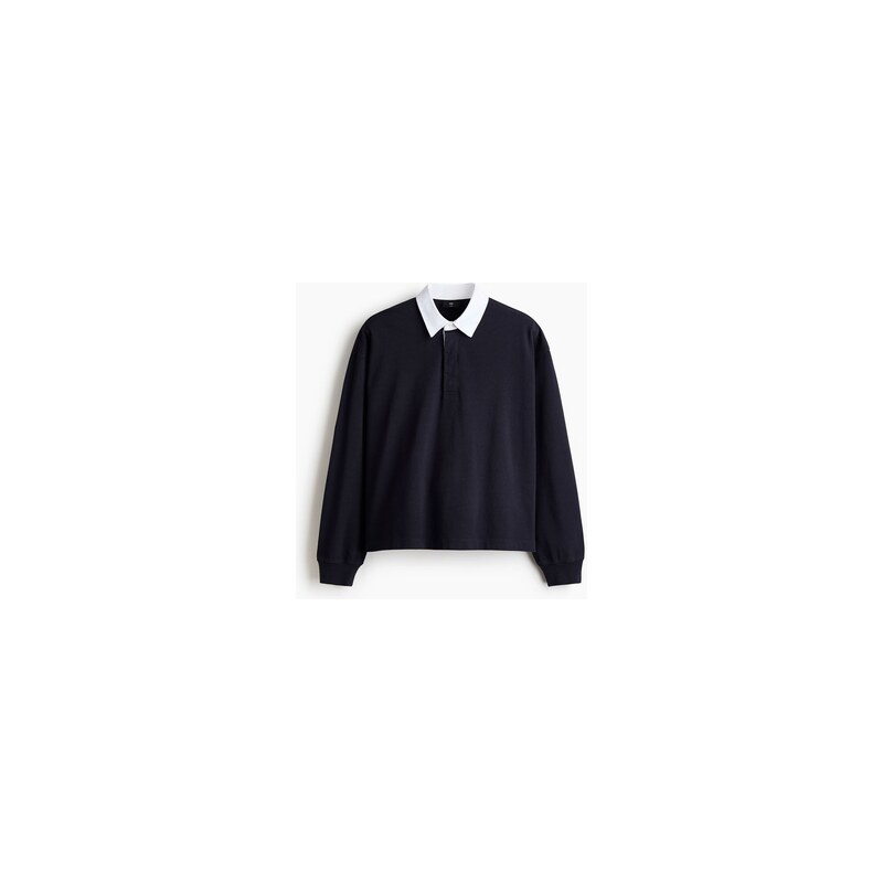 H&M - Bavlněný tops límečkem Loose Fit - Námořnická Modř/Barevný