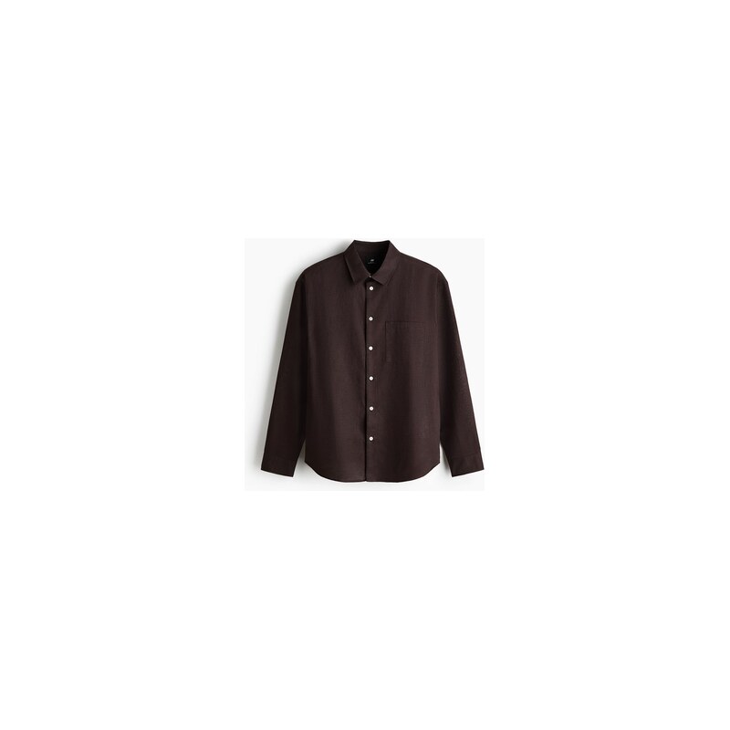 H&M - Košile z lněné směsi Relaxed Fit - Tmavě Hnědá