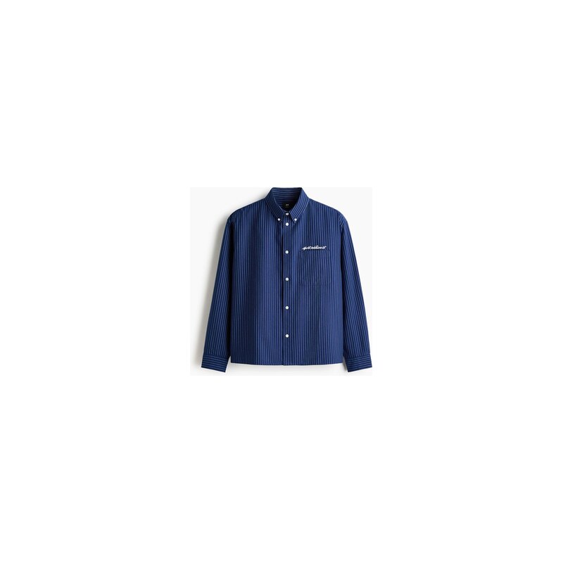 H&M - Oxfordská košile Loose Fit - Námořnická Modř/Proužky