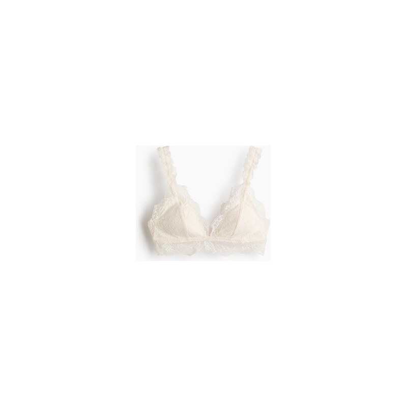 H&M - Měkká vyztužená krajková podprsenka - Krémová