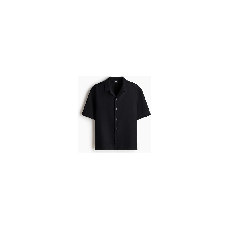 H&M - Košile typu resort z lněné směsi Relaxed Fit - Černá