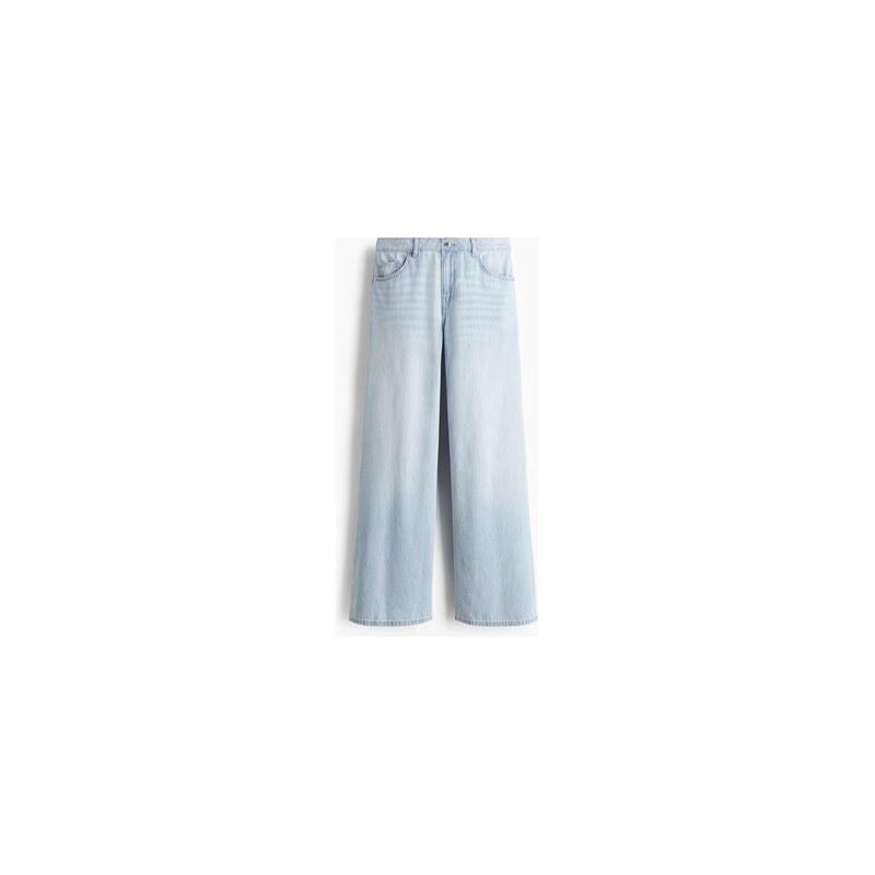 H&M - Wide Regular Waist Jeans - Světlý Denim Blue