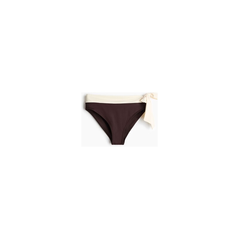 H&M - Bikinové kalhotky Cheeky - Tmavě Hnědá/Krémová