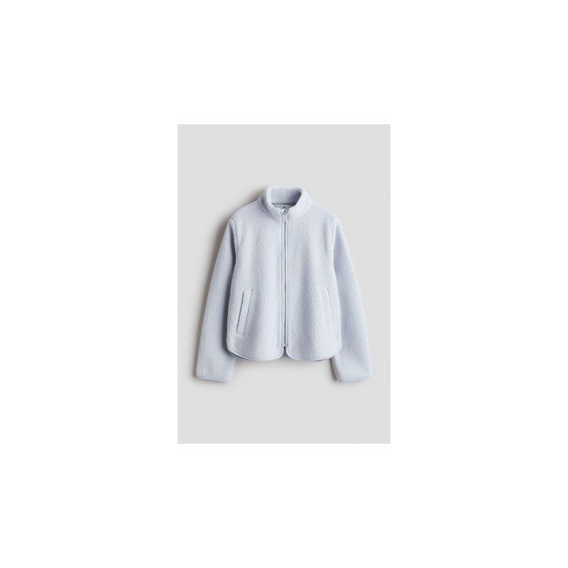 H&M - Plyšová bunda - Bleděmodrá
