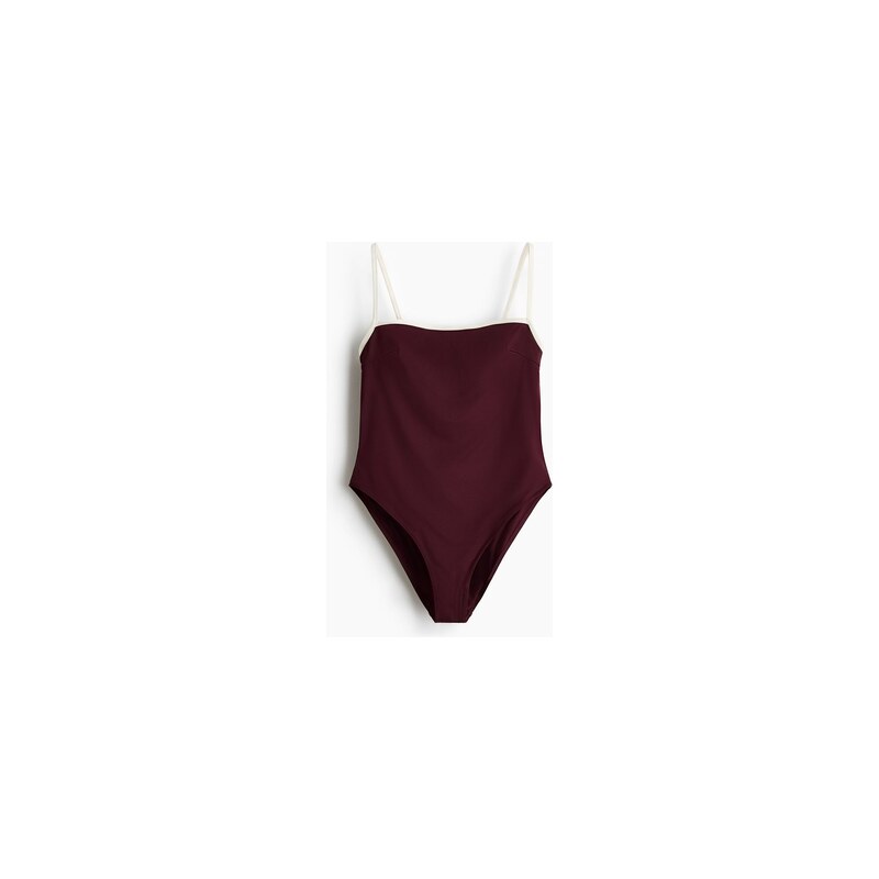 H&M - Jednodílné plavky High Legs vyztuženými košíčky - Vínová