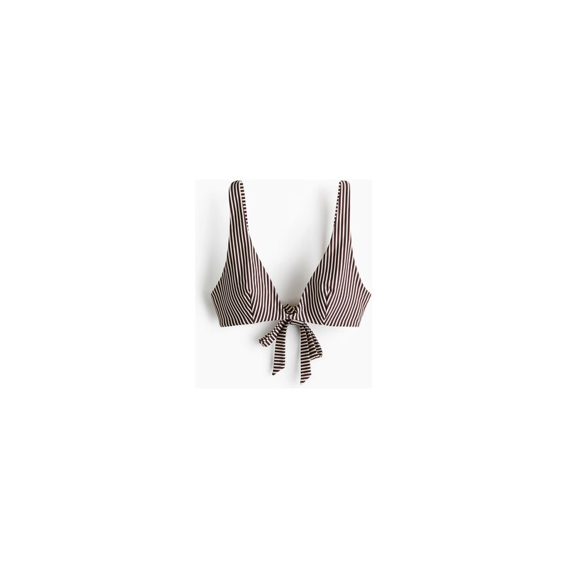 H&M - Vyztužená bikinová podprsenka - Hnědá/Bílé Proužky