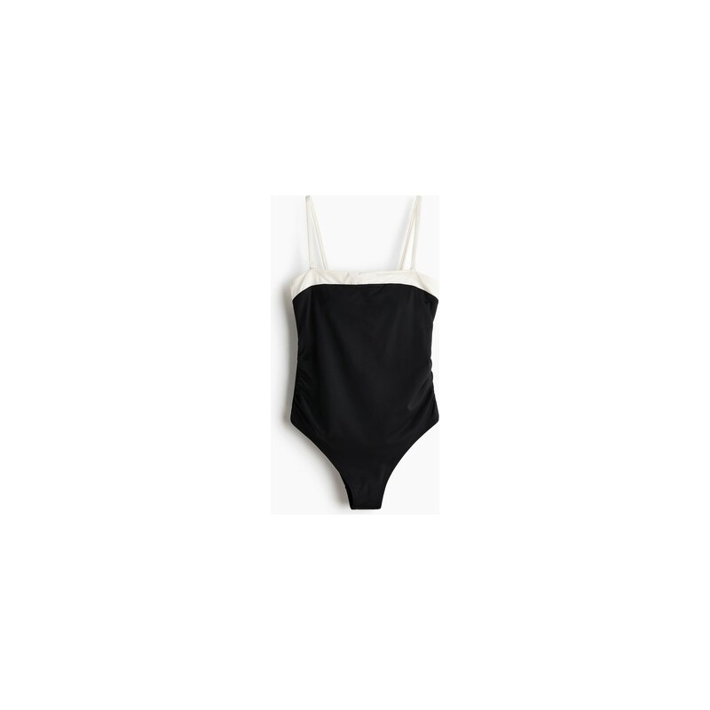 H&M - MAMA Jednodílné plavky bandeau - Černá/Bílá