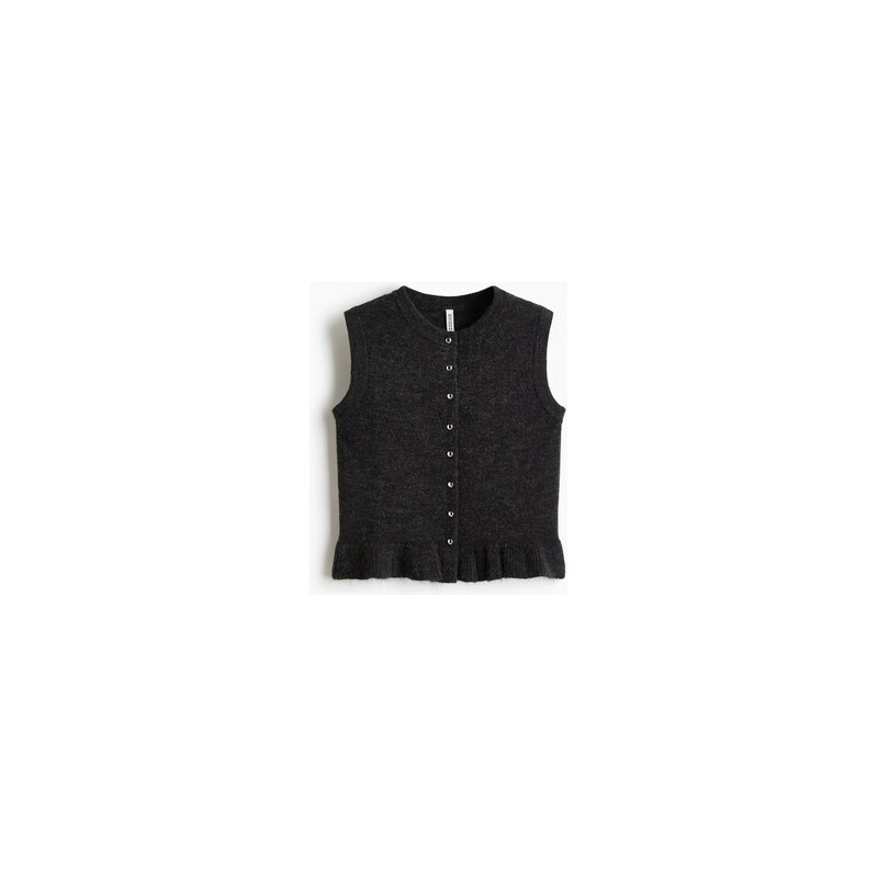 H&M - Pletená vesta - Tmavě Šedý Melír