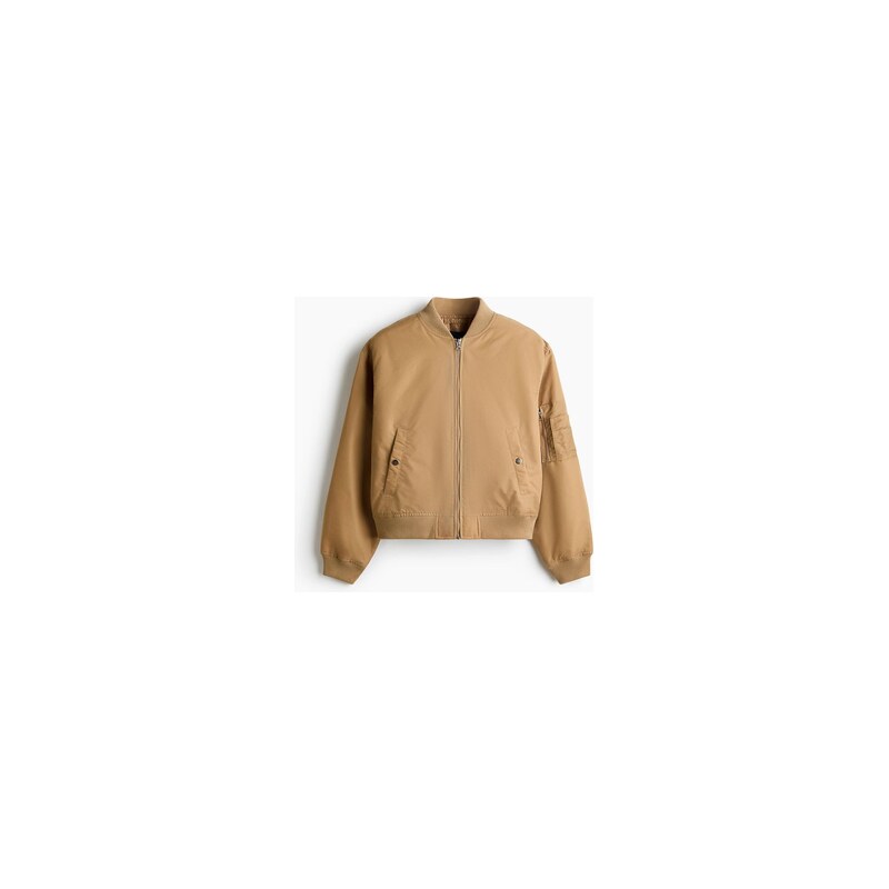 H&M - Vatovaný nylonový bomber - Tlumená Béžová