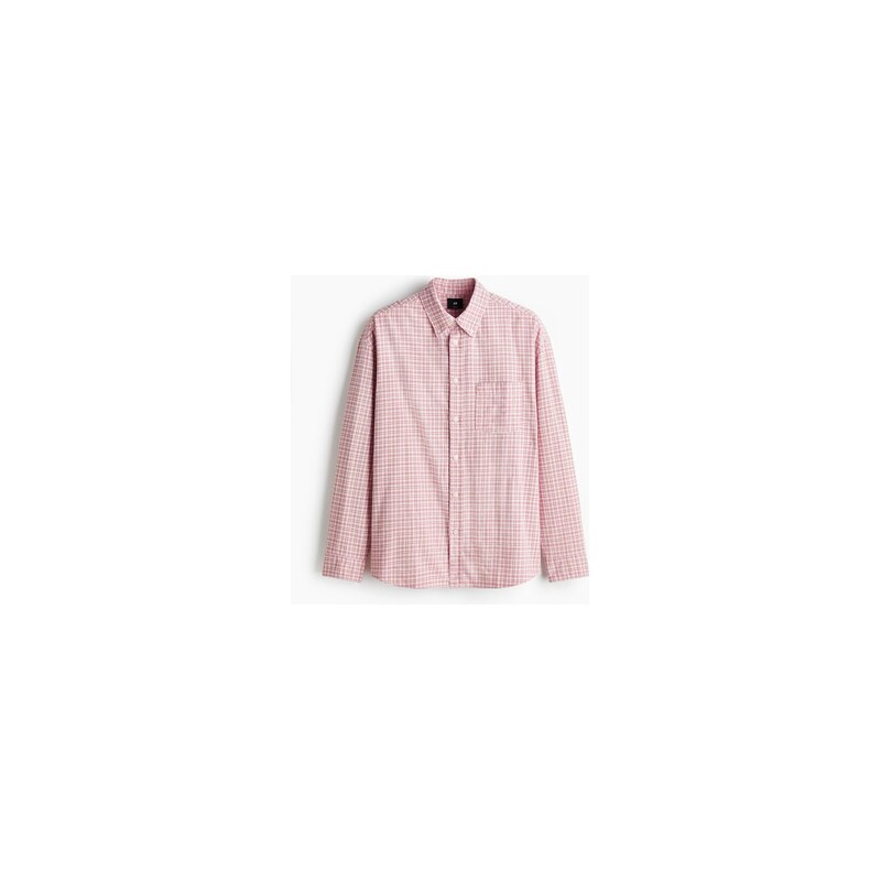 H&M - Bavlněná košile Relaxed Fit - Růžová/Kostka