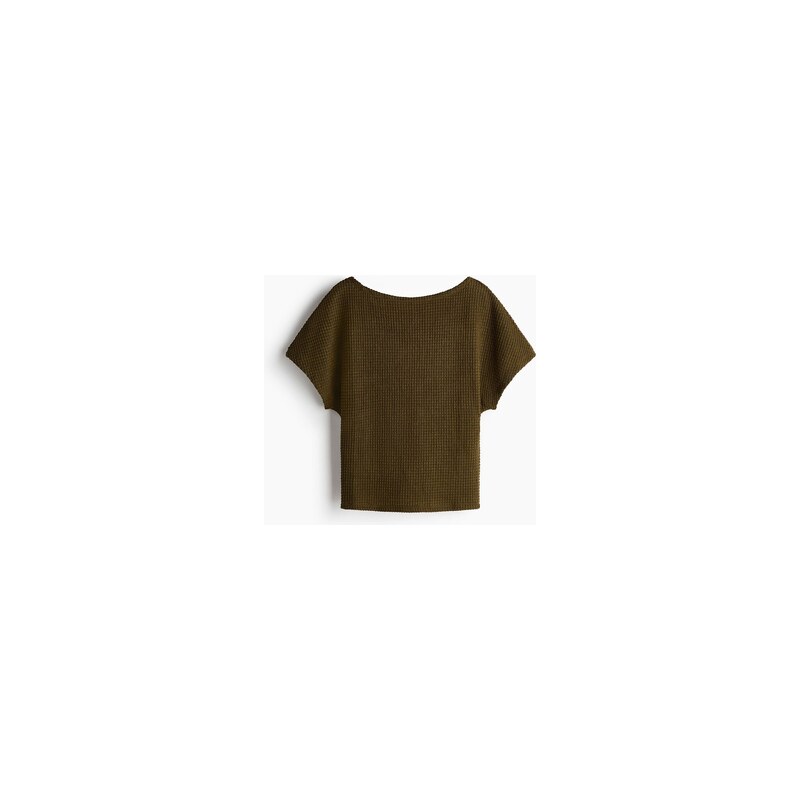H&M - Žerzejový tops netopýřím rukávem - Tmavá Olivově Zelená