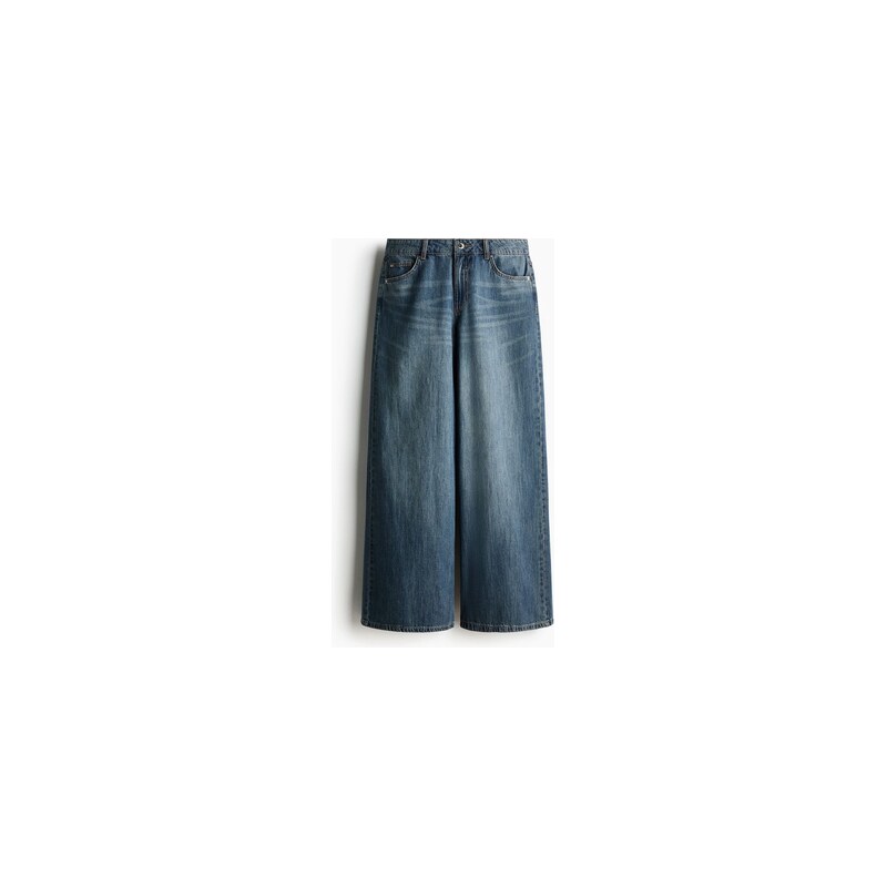 H&M - Wide Regular Waist Jeans - Denim Blue