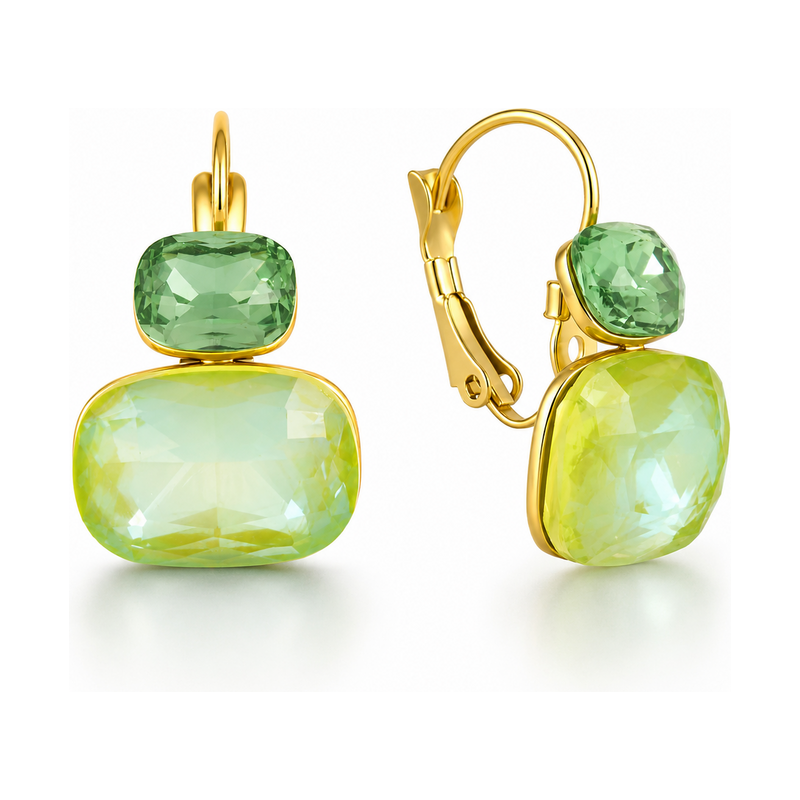 ELENYS Prism Lime – pozlacené náušnice 18K žluté zlato