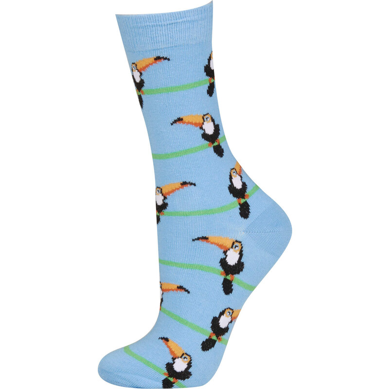 Topshop Blue Striped Toucan Ankle Socks