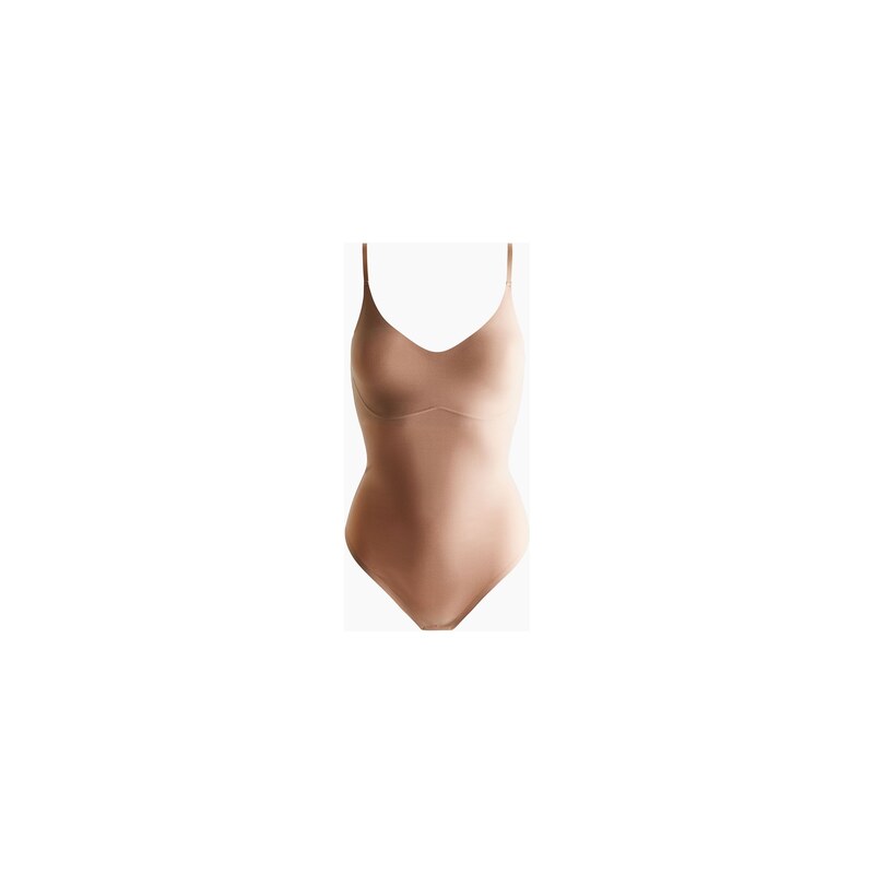 H&M - Body thong z mikrovlákna Light Shape - Tmavě Béžová