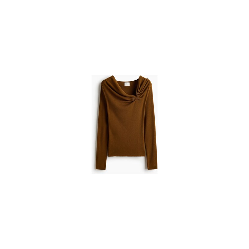 H&M - Řasený top z viskózové směsi - Zlatohnědá
