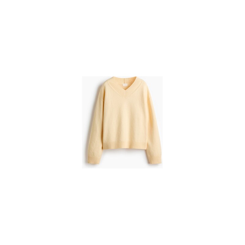 H&M - Svetrs výstřihem do V - Světle Žlutá