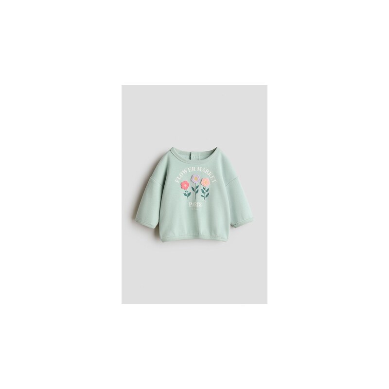 H&M - Mikinas motivy - Světlá Kouřově Zelená/Květiny