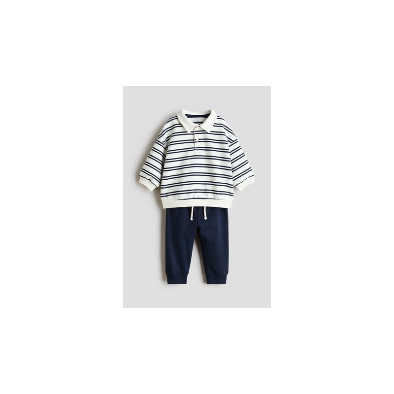 H&M - Dvoudílná tepláková souprava - Námořnická Modř/Proužky