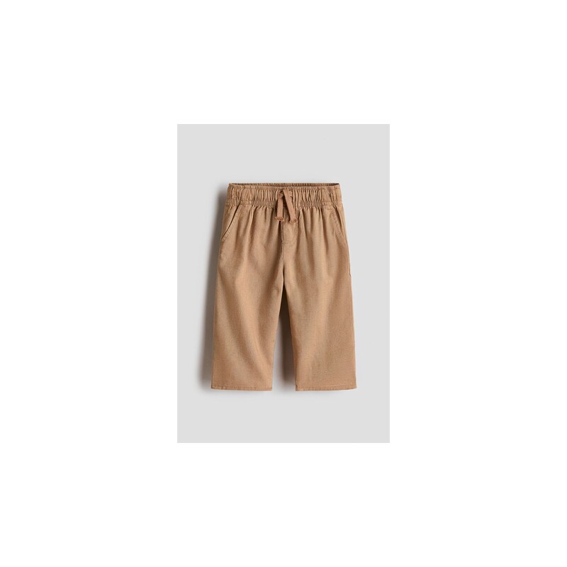 H&M - Kalhoty jogger z lněné směsi - Světle Hnědá
