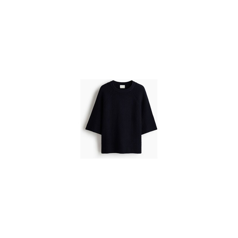 H&M - Top z žebrovaného úpletu - Námořnická Modř