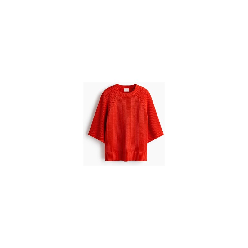 H&M - Top z žebrovaného úpletu - Jasně Červená