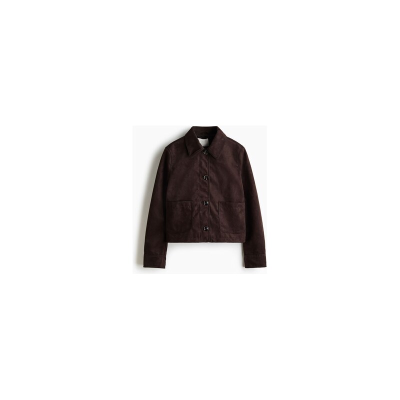 H&M - Krátká bunda - Tmavě Hnědá