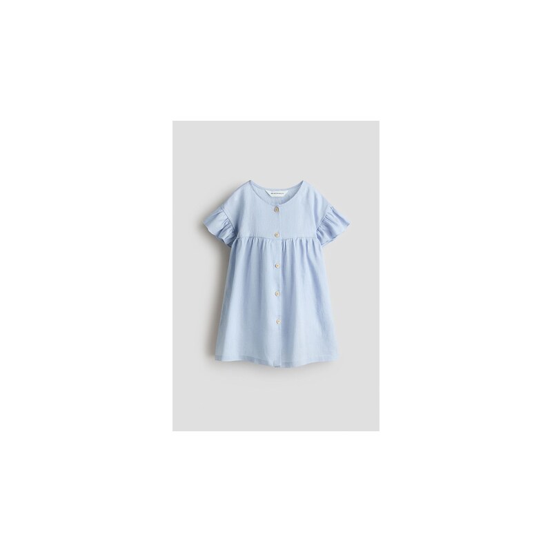 H&M - Lněné šaty - Bleděmodrá