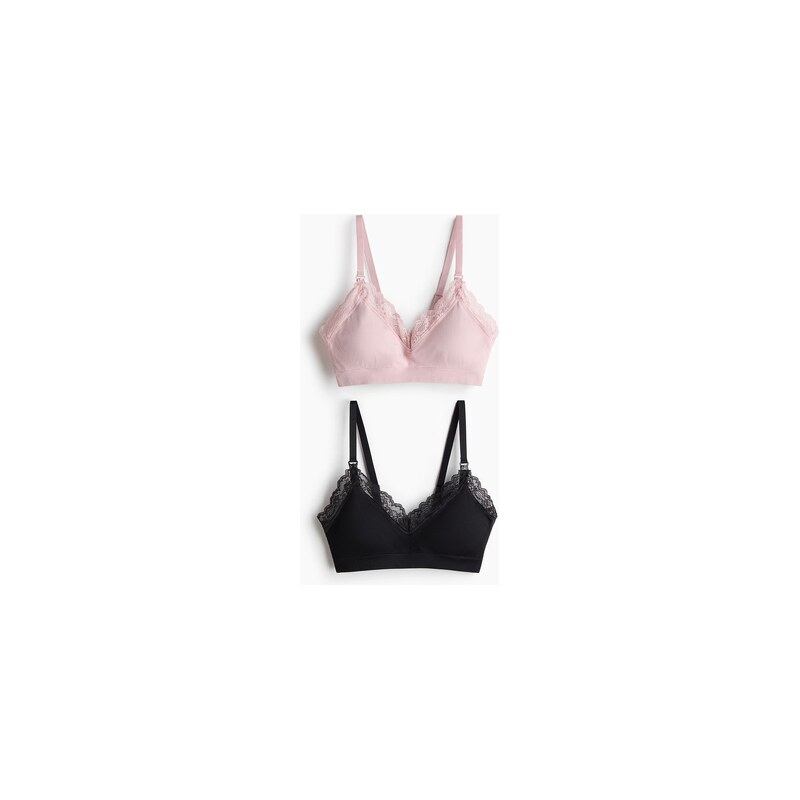 H&M - MAMA 2-pack padded nursing bras - Světle Růžová/Černá