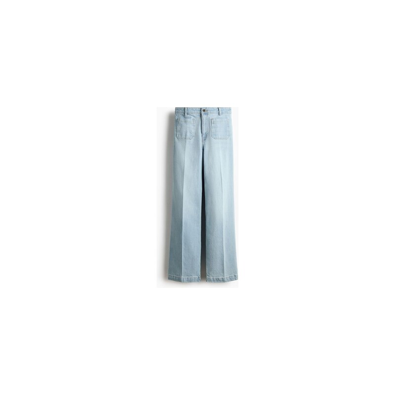 H&M - Wide High Jeans - Světlý Denim Blue