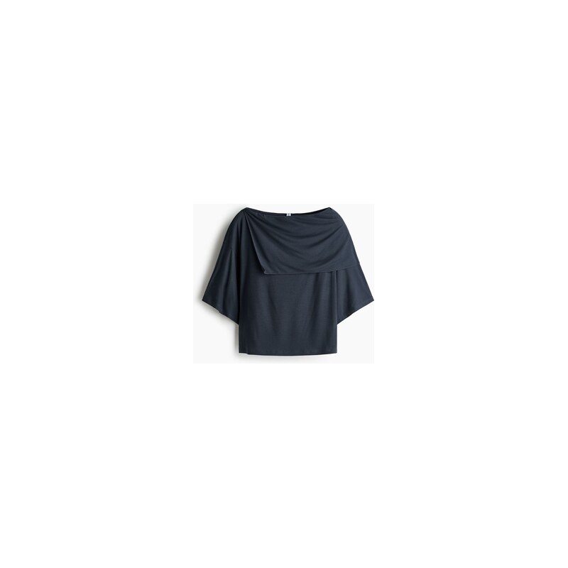 H&M - Žerzejový tops pelerínkou - Tmavomodrá