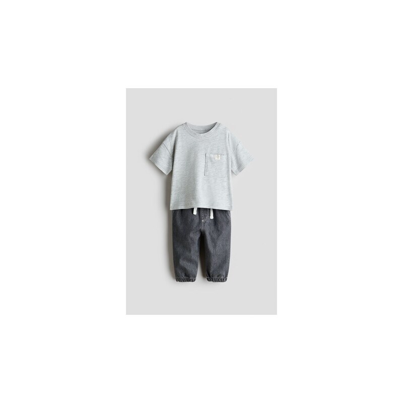 H&M - Dvoudílná souprava: tričko a kalhoty jogger - Šedá