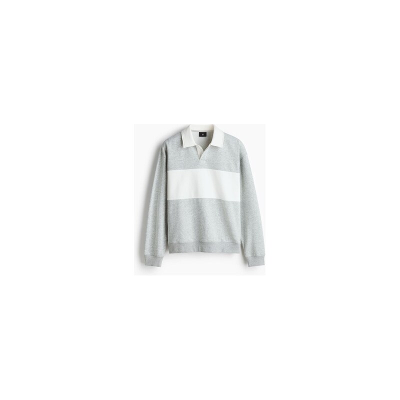 H&M - Mikina rugby Loose Fit - Světle Šedý Melír/Barevný Blok