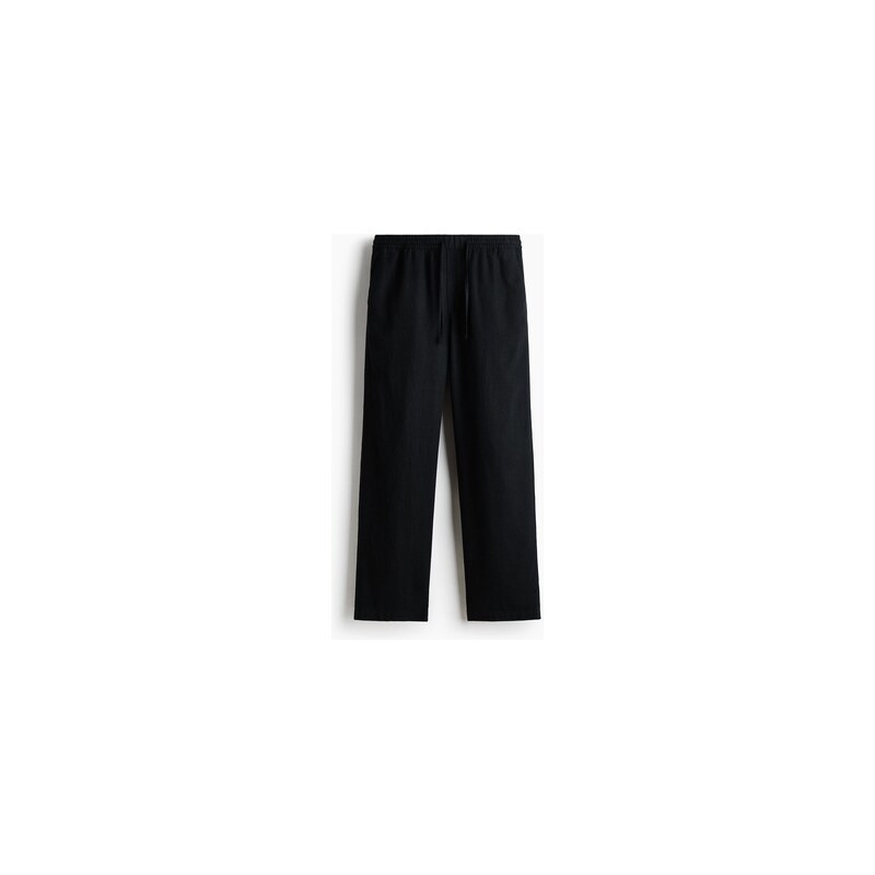 H&M - Kalhoty z lněné směsi Relaxed Fit - Černá