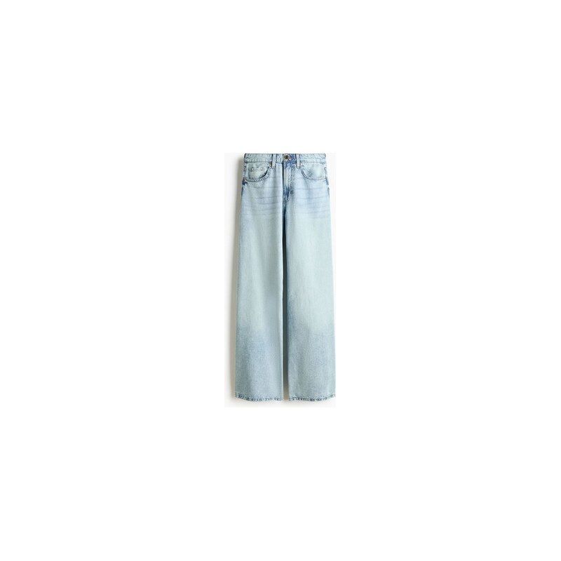 H&M - Wide High Waist Jeans - Světlý Denim Blue