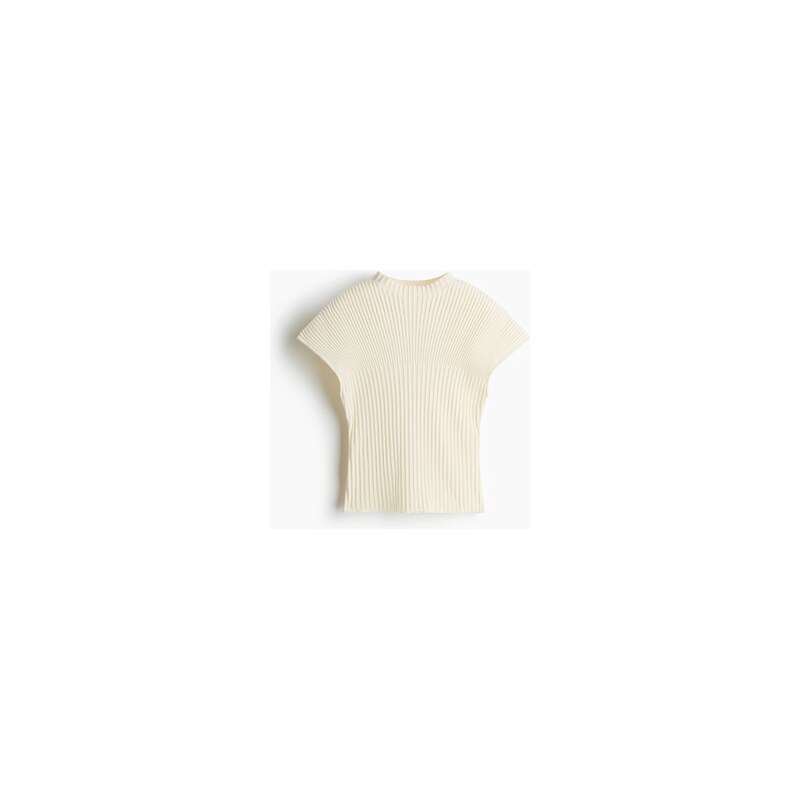 H&M - Top z žebrovaného úpletu - Krémová