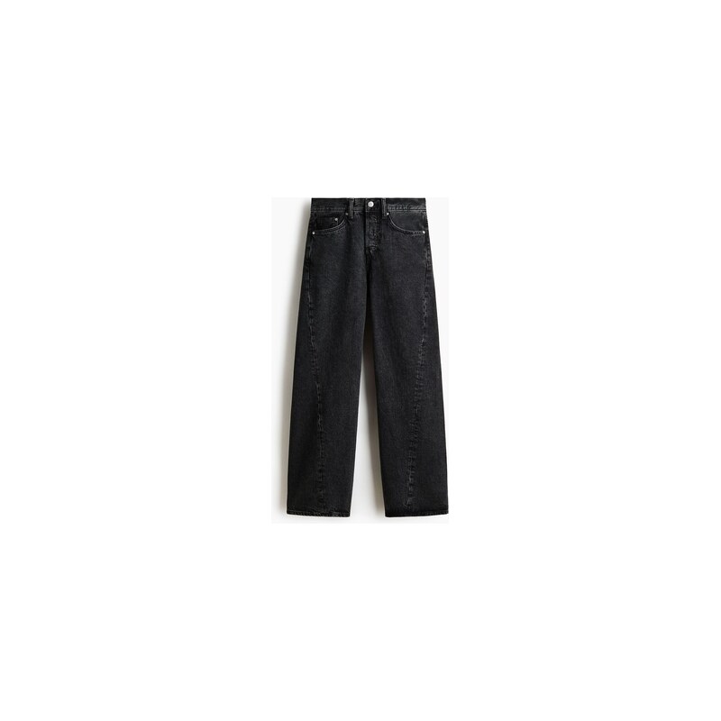 H&M - Loose Straight twisted leg jeans - Černý Denim
