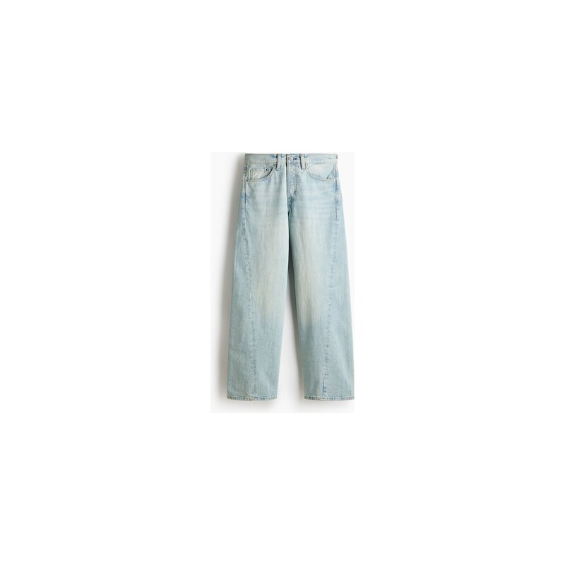 H&M - Loose Straight twisted leg jeans - Bledý Denim Blue
