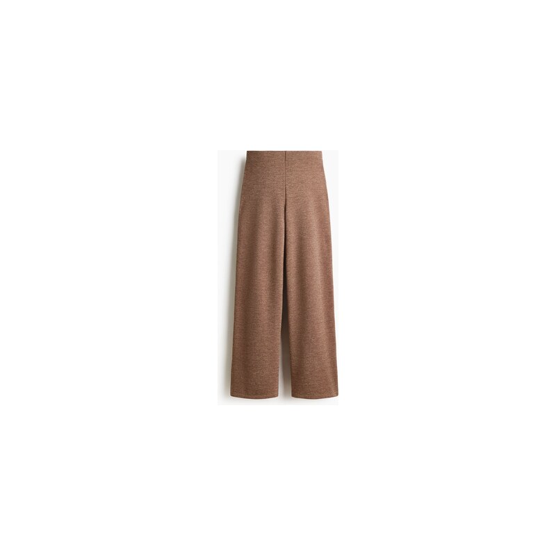 H&M - Rovné žerzejové kalhoty - Hnědý Melír