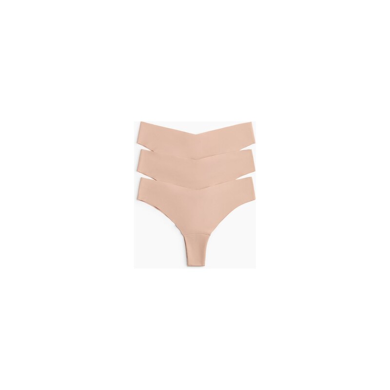 H&M - Neviditelné kalhotky brazilian 3 kusy - Béžová