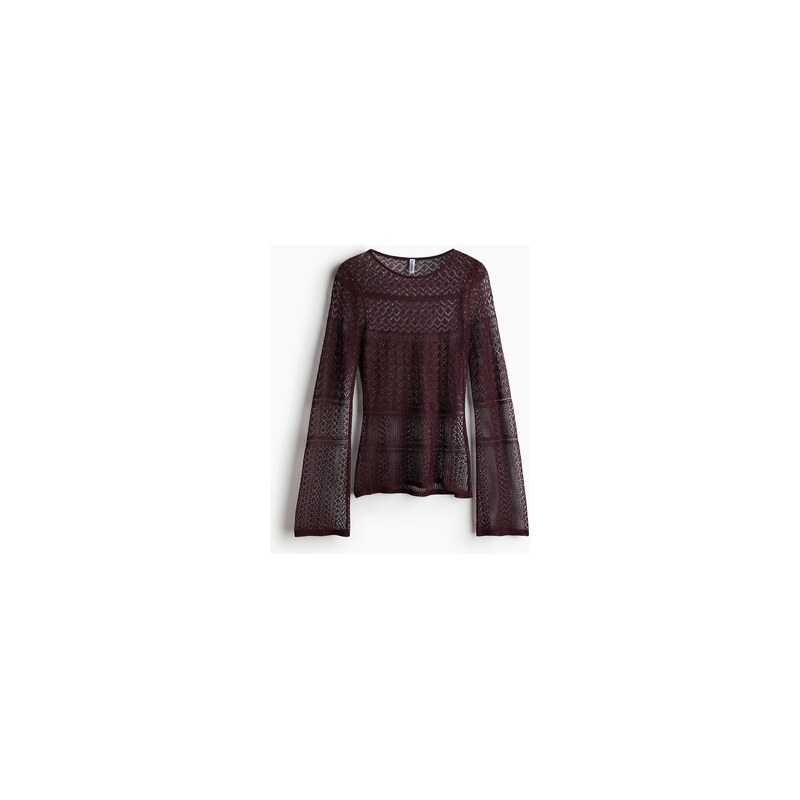H&M - Top z ažurového úpletu - Vínová