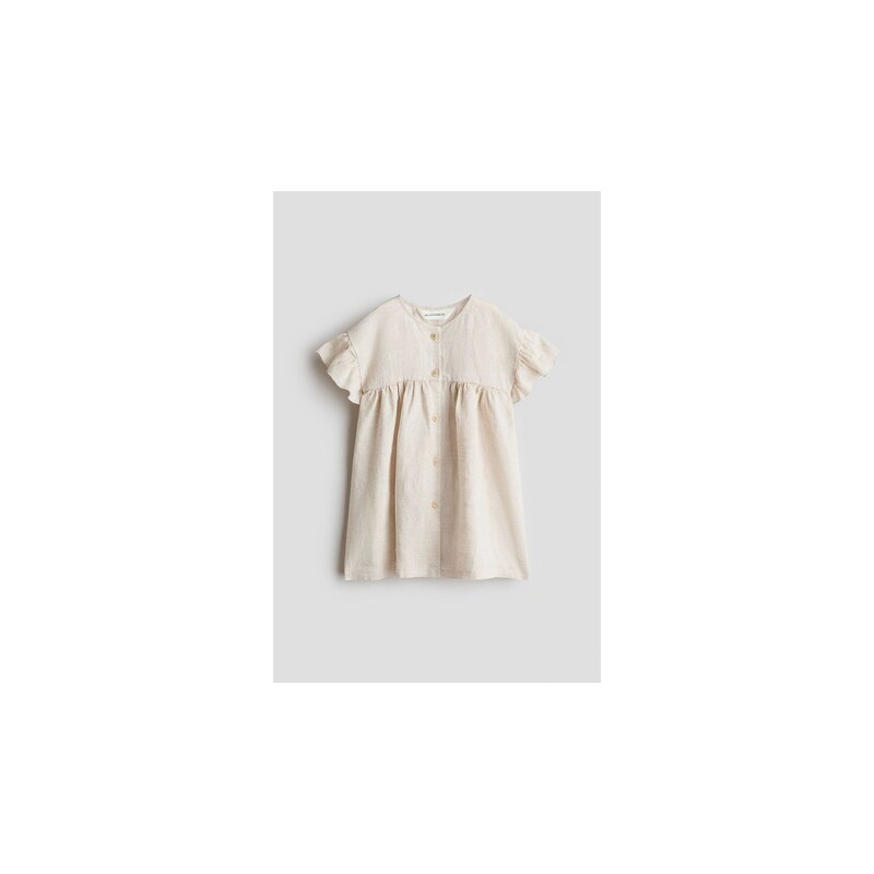 H&M - Lněné šaty - Světle Béžová