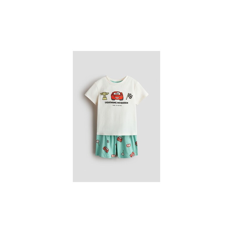 H&M - Bavlněné pyžamos potiskem - Peprmintová/Auta
