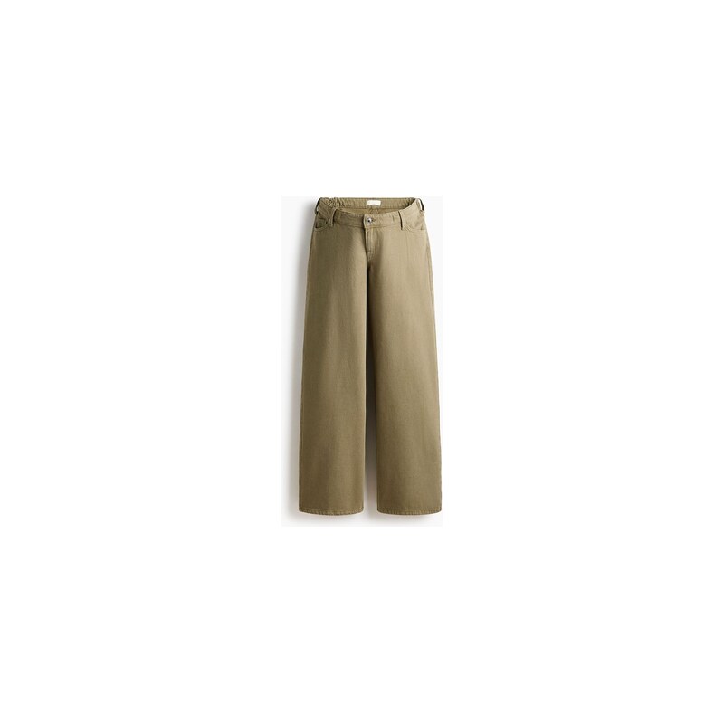 H&M - MAMA Wide Low Jeans - Khaki Zelená