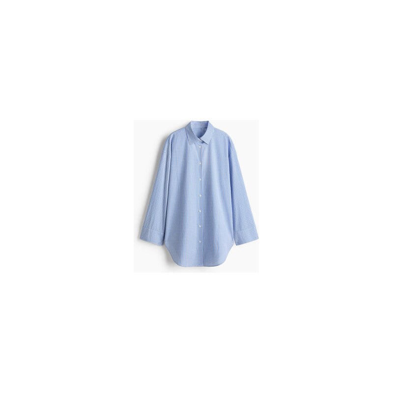 H&M - Oversized košile resort - Modrá/Kostka