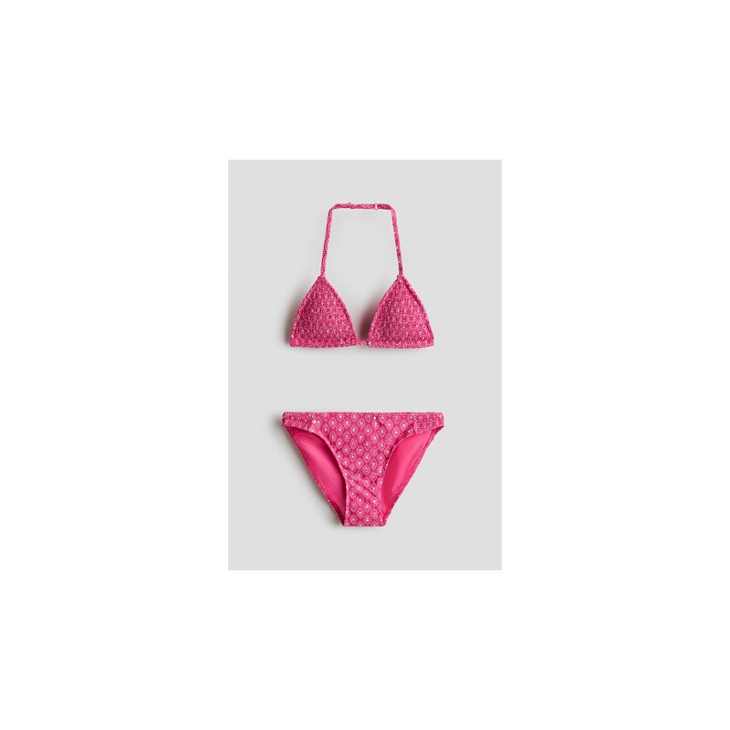 H&M - Vzorované bikinys trojúhelníkovými košíčky - Jasně Růžová