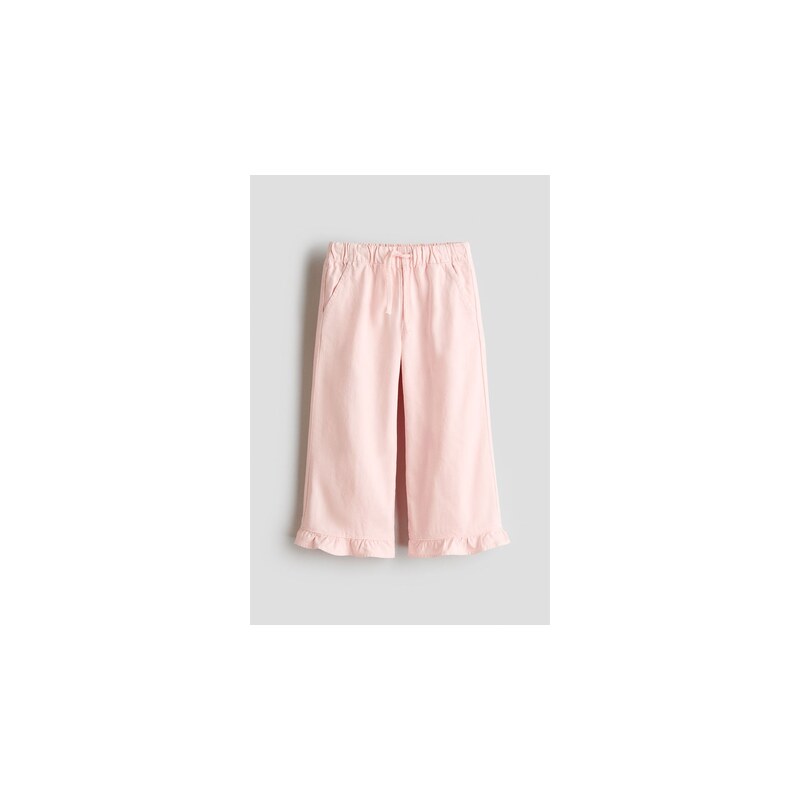 H&M - Bavlněné kalhotys volánky - Světle Růžová