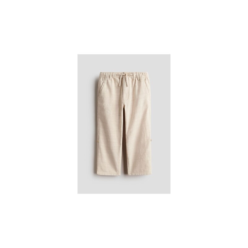H&M - Bavlněné ohrnovací kalhoty - Světle Béžová